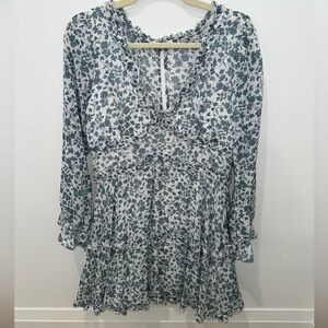 DILLARDS FLORAL MID-SLEEVE DRESS
